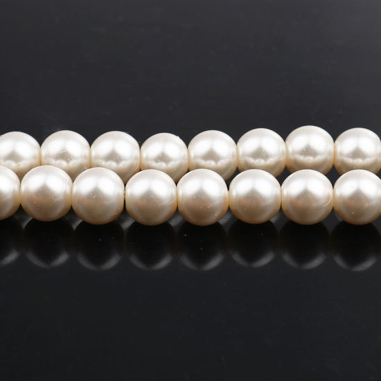 Image de Perles Imitation en Verre Rond Rose Nacré 10mm Dia, Taille de Trou: 1mm, 82cm long, 2 Enfilades (Env.90 Pcs/Enfilade)