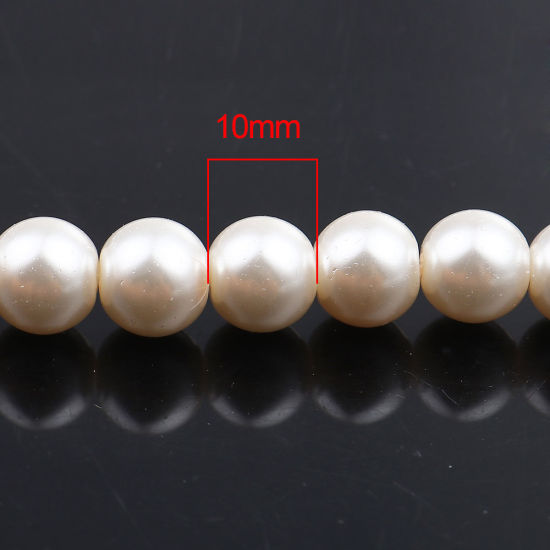 Image de Perles Imitation en Verre Rond Rose Nacré 10mm Dia, Taille de Trou: 1mm, 82cm long, 2 Enfilades (Env.90 Pcs/Enfilade)