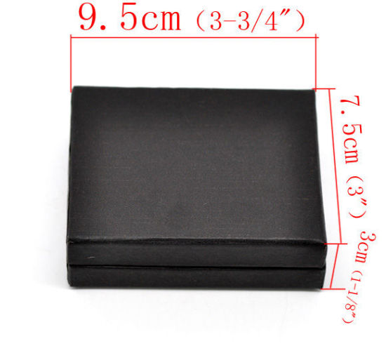 Image de Coffret pour Montre de Poche 45mm Dia en Papier Velvet Forme Rectangle Noir 9.5cm x 7.5cm, 2 PCs