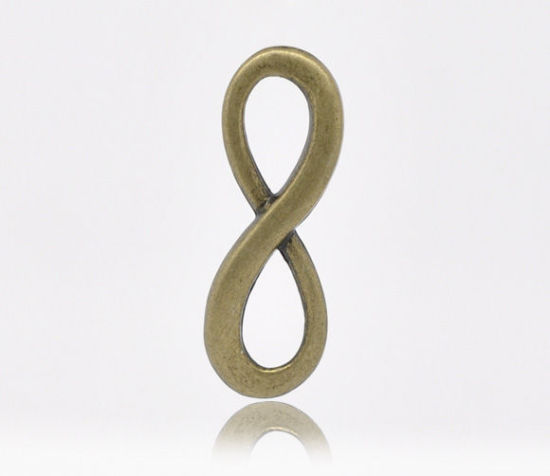 Image de Connecteur de Bijoux en Alliage de Zinc Symbole "Infini" Bronze Antique 23mm x 8mm, 30 PCs