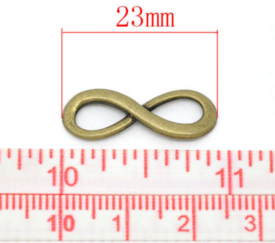 Image de Connecteur de Bijoux en Alliage de Zinc Symbole "Infini" Bronze Antique 23mm x 8mm, 30 PCs