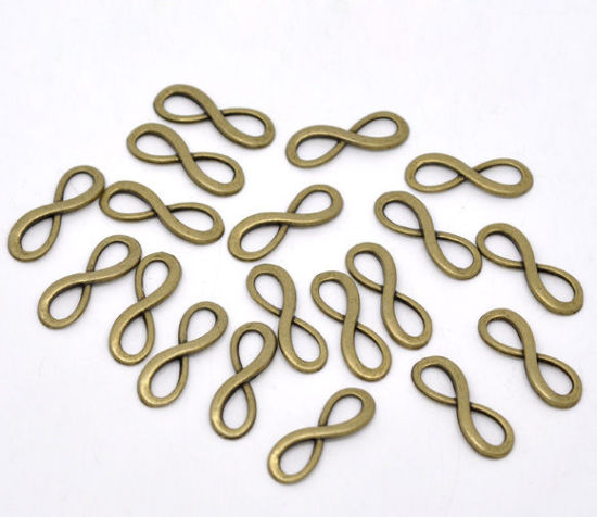Image de Connecteur de Bijoux en Alliage de Zinc Symbole "Infini" Bronze Antique 23mm x 8mm, 30 PCs