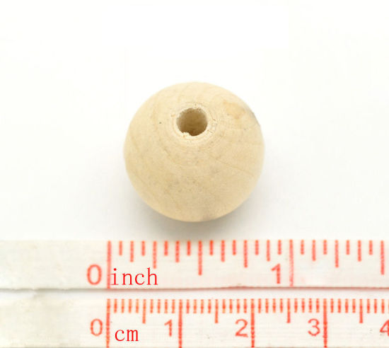 Image de Perles en Bois Forme Rond Couleur Naturelle 20-19mm Dia., Tailles de Trous: 5.5mm-3.8mm,50 Pcs