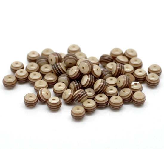 Image de Perle Bubblegum en Résine Rond Blanc Rayées 6mm Dia, Taille de Trou: 1.2mm, 500 Pcs