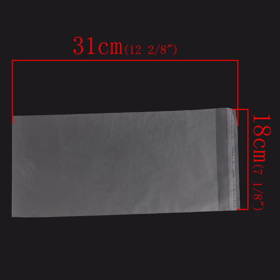 Image de Sachets Autocollantes Auto-Scellants en Plastique Rectangle Transparent (Espace Utilisable: 28.5x18cm) 31cm x 18cm, 50 Pcs
