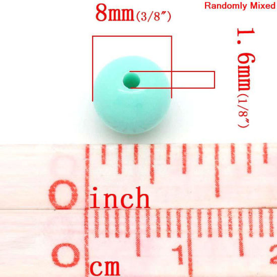 Immagine di Acrilato Separatori Perline Tondo A Random Circa 8mm Dia, Foro: Circa 1.6mm, 300 Pz