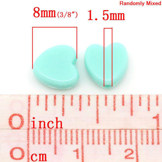 Bild von Pastell Acryl Perlen Herz zufällig gemischt ca 8mm x 8mm Loch:ca 1.5mm 300 Stück