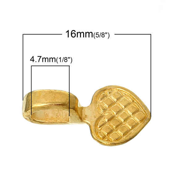 Picture of Glue on Bail Tags Heart Gold Plated 16mm x 8mm,300PCs