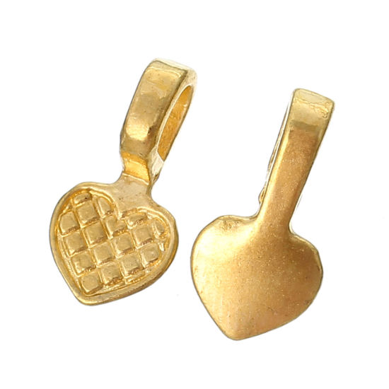 Picture of Glue on Bail Tags Heart Gold Plated 16mm x 8mm,300PCs