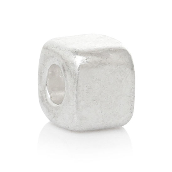 Bild von Zinklegierung Zwischenperlen Spacer Perlen Würfel Antiksilber ca. 3mm x 3mm, Loch:ca. 1mm, 1000 Stück