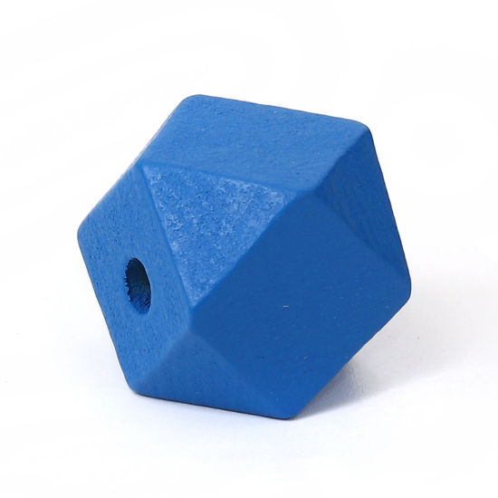ウッド スペーサ ビーズ 八辺形 青 約 20mm x 20mm、 穴：約 3.7mm-4.2mm、 30 個 の画像