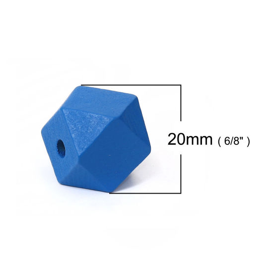 ウッド スペーサ ビーズ 八辺形 青 約 20mm x 20mm、 穴：約 3.7mm-4.2mm、 30 個 の画像