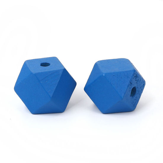 ウッド スペーサ ビーズ 八辺形 青 約 20mm x 20mm、 穴：約 3.7mm-4.2mm、 30 個 の画像