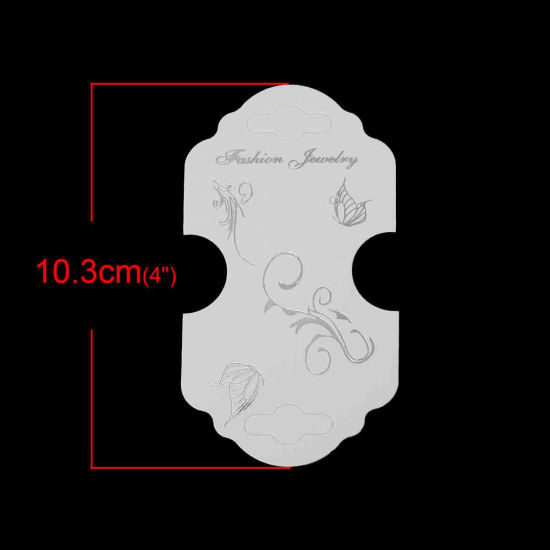 紙 ジュエリーネックレスディスプレイカード 白 花パターン 10.3cm x 5.5cm、 1 束 (約 200枚/パック) の画像