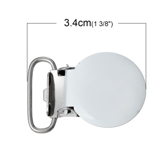 合金 ベビー おしゃぶりホルダー 円形 白 34mm x 23mm、 10 個 の画像