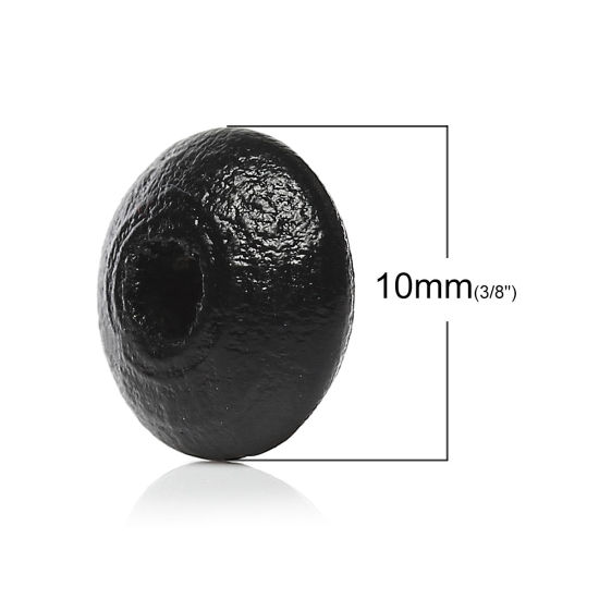ウッド スペーサ ビーズ 算盤 黒 約 10mm直径、 穴：約 3.4mm、 500 個 の画像