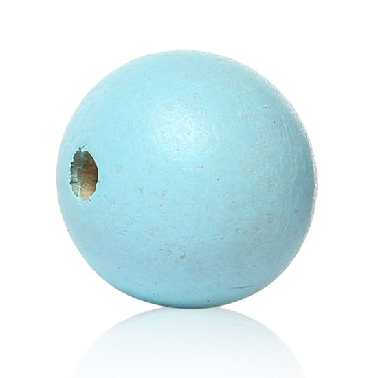 Image de Perles en Bois Naturel Forme Rond Gris Diamètre: 20mm, Tailles de Trous: 3mm-3.5mm, 50 Pcs