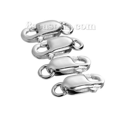 スターリングシルバー アクセサリーパーツ・金具 カニカン シルバー 口閉じ丸カン付き 12mm x 5mm、 1 個 の画像