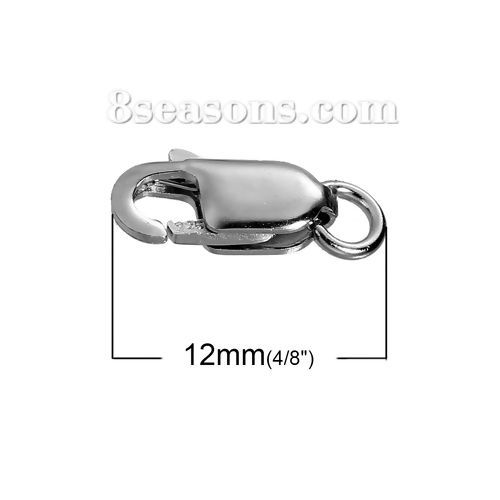 スターリングシルバー アクセサリーパーツ・金具 カニカン シルバー 口閉じ丸カン付き 12mm x 5mm、 1 個 の画像