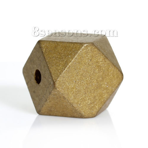 檜木材 スペーサ ビーズ ポリゴン ゴールデン ファセット 約 20mm x 20mm、 穴：約 4.2mm、 20 個 の画像