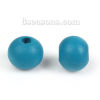 Picture of Natural Hinoki Wood Spacer Beads Round Peacock Blue About 10mm Dia, Hole: Approx 3mm, 200 PCs