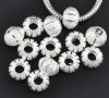 Picture of Brass European Style Large Hole Charm Beads Lantern Silver Plated Sparkledust About 11mm Dia, Hole: Approx 4.8mm, 3 PCs