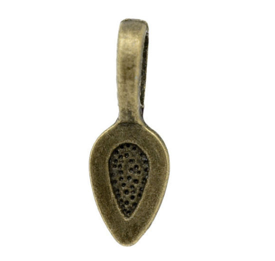 Picture of Zinc metal alloy Bails Beads Leaf Antique Bronze Spot Pattern 21mm( 7/8") x 8mm( 3/8"), 15 PCs