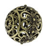Picture of Brass Filigree Spacer Beads Round Antique Bronze Flower Hollow Carved About 17mm( 5/8") x 16mm( 5/8"), Hole:Approx 2mm, 1 Piece