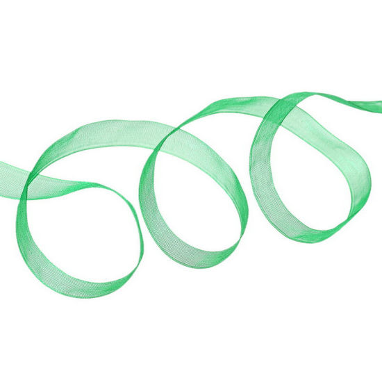 Image de Ruban en Organza Satin Vert Foncé 12mm, 1 Rouleau (Env. 50 Yards/Rouleau)
