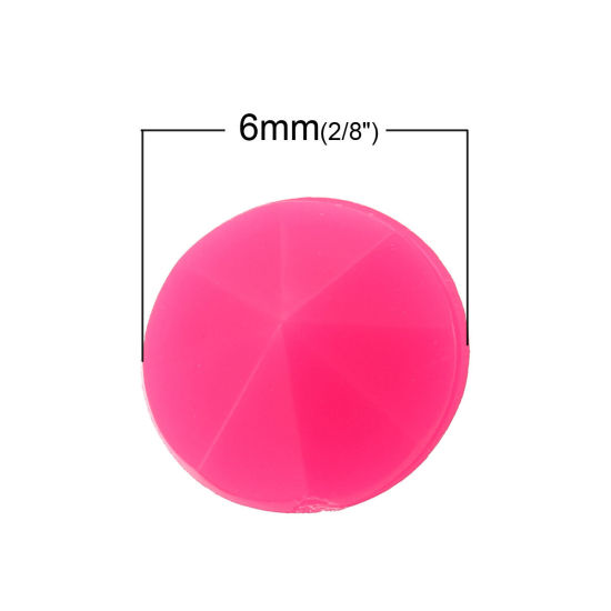 アクリル ラインストーン 円形 ファセット・カット ホットピンク 直径： 6mm、 65 個 の画像