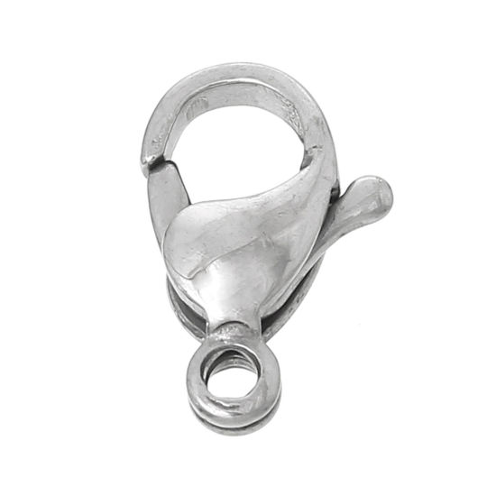 304ステンレス鋼 アクセサリーパーツ・金具 カニカン シルバートーン 11mm x 7mm、 2 個 の画像