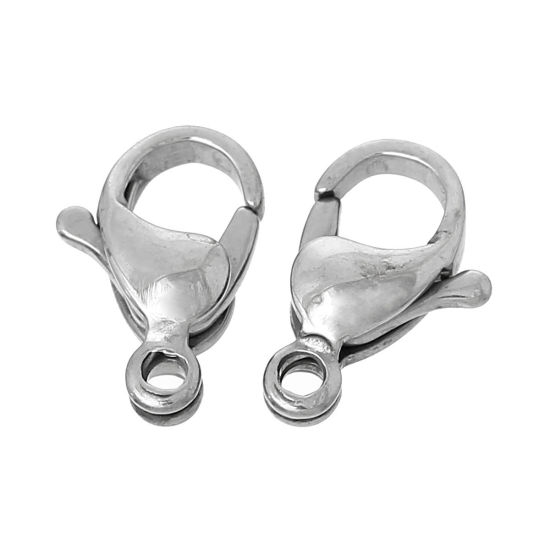 304ステンレス鋼 アクセサリーパーツ・金具 カニカン シルバートーン 11mm x 7mm、 2 個 の画像