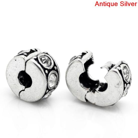 Image de 5 Fermoirs à Clip Charm Strass Pois pr Bracelet Rond Blanc 11mm x 10mm K00478