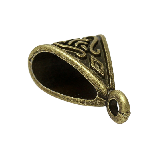 Picture of Bails Beads Triangle Antique Bronze Pattern Carved 15x10.5mm,100PCs