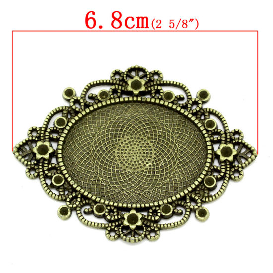 Image de Cabochons d'Embellissement en Alliage de Zinc Ovale Bronze Antique Fleur (Convenable à Cabochon 4cm x 3cm, Approprié à Strass ss11) 6.8cm x 5.2cm, 5 PCs