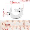 Picture of Zinc Based Alloy Charms Half Moon Antique Silver Cat Carved 23mm( 7/8") x 18mm( 6/8"), 50 PCs