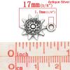 Immagine di Lega di Zinco Charm Ciondoli Sole Argento Antico Sole Disegno 17.0mm x 13.0mm, 50 Pz
