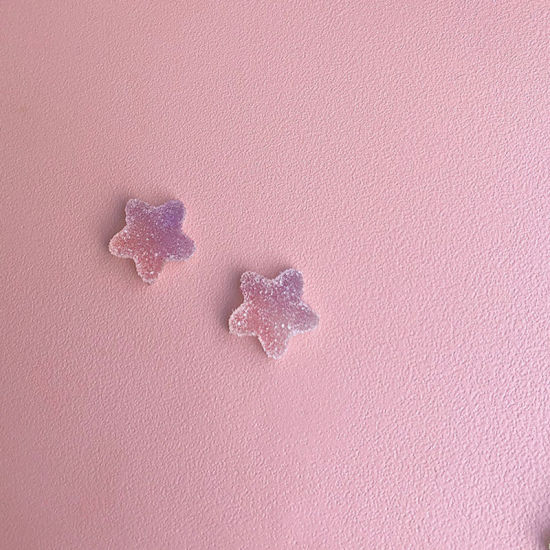 Image de Boucles d'Oreilles Puces Violet Etoile 20mm x 20mm, 1 Paire
