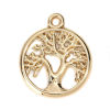 Imagen de Zamak Colgantes Charms Ronda Chapado en Oro Árbol 19mm x 16mm, 10 Unidades