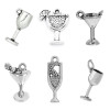 Imagen de Colgantes Aleación del Metal Del Zinc de Copa Plata Antigua Rhinestone 16.0mm x 8.0mm, 50 Unidades 