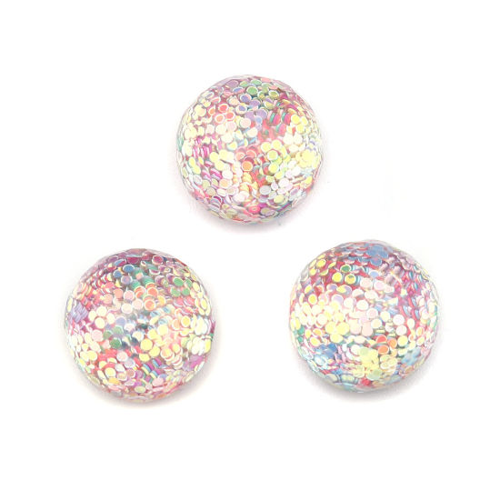 Image de Cabochon Dôme en Résine hémisphérique Multicolore Transparent Paillettes à Facettes16mm Dia, 20 Pcs