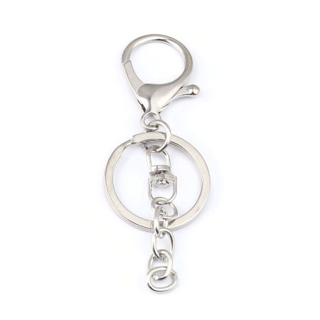 Zinc Based Alloy Keychain & Keyring Silver Tone 9cm x 3cm, 5 PCs