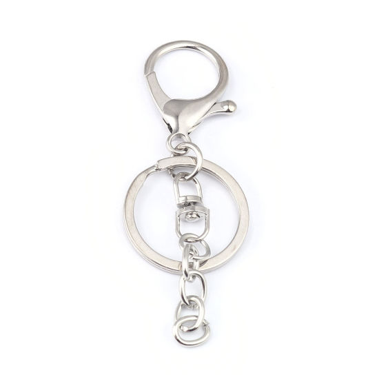 Image de Porte-Clés en Alliage de Zinc Argent Mat 9cm x 3cm, 5 Pcs