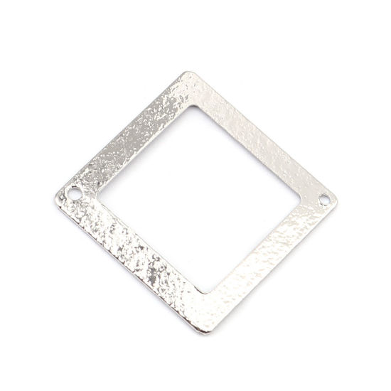 Image de Connecteurs en Laiton Carré Argent Mat Creux 22mm x 22mm, 5 Pcs