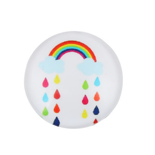 Image de Cabochon Dôme en Verre Rond Dos Plat Multicolore Arc-en-ciel 20mm Dia, 30 Pcs