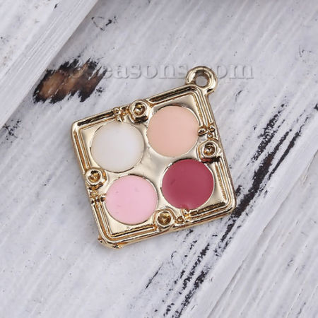 Lega di Zinco Cosmetico Charms Rombo Oro Placcato Multicolore (Addetti ss5 Strass) Smalto 23mm x 21mm , 10 Pz