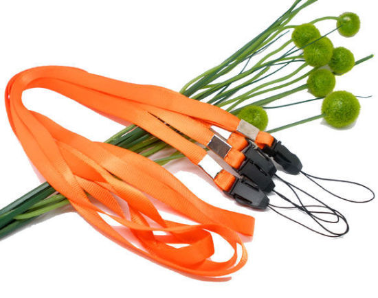 Image de Lanière Tour de Cou en Polyester & Plastique Orange 48cm, 10 Pièces