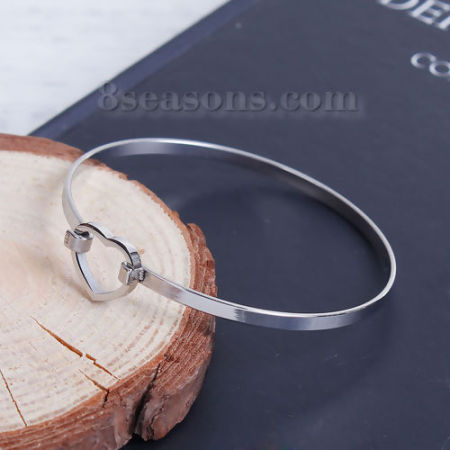 Stainless Steel Bangles Bracelets Heart