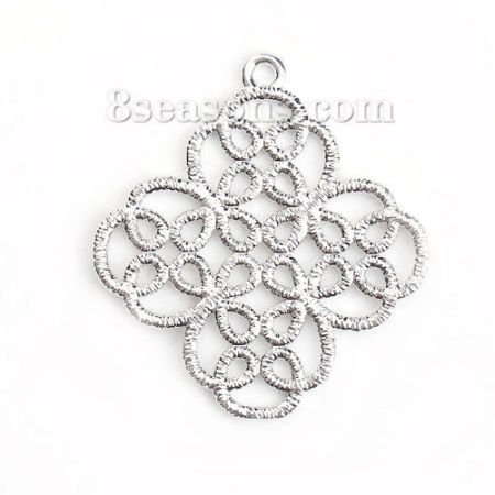 Brass Metal Lace Charms Rhombus Filigree