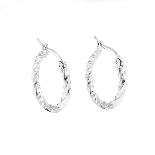 Image de Boucles d'Oreilles Créoles Anneau en 316 Acier Inoydable Spiral Rond  